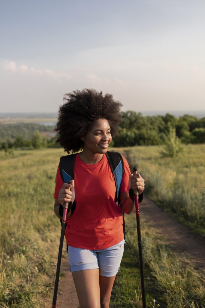 medium shot smiley woman outdoors